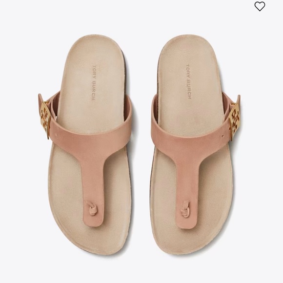 Tory Burch Pink Sandals with Gold Logo - Picture 5 of 8